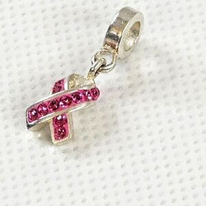 Breast Cancer Awareness Sterling Silver and Swarovski Charm